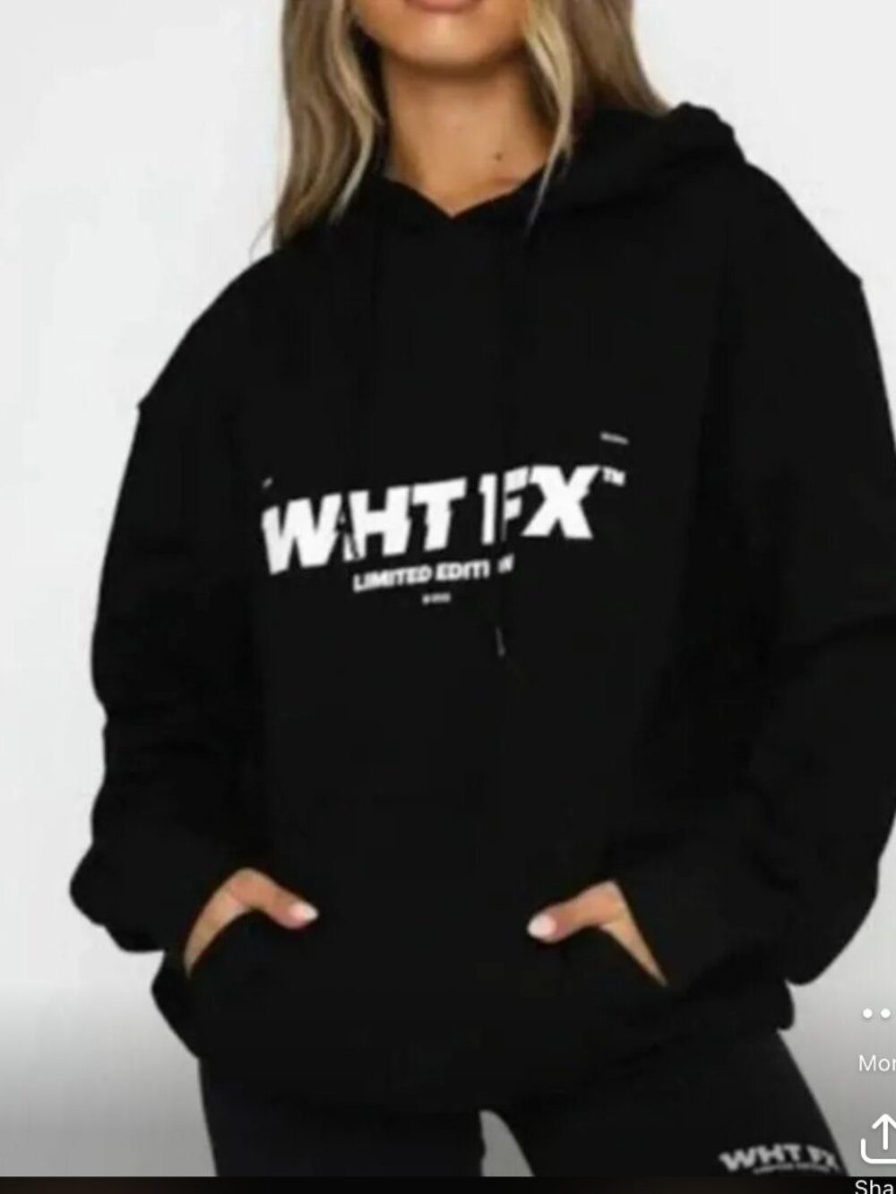 White Fox Women's Black Oversized Limited Edition Graphic Hoodie Size: M-L